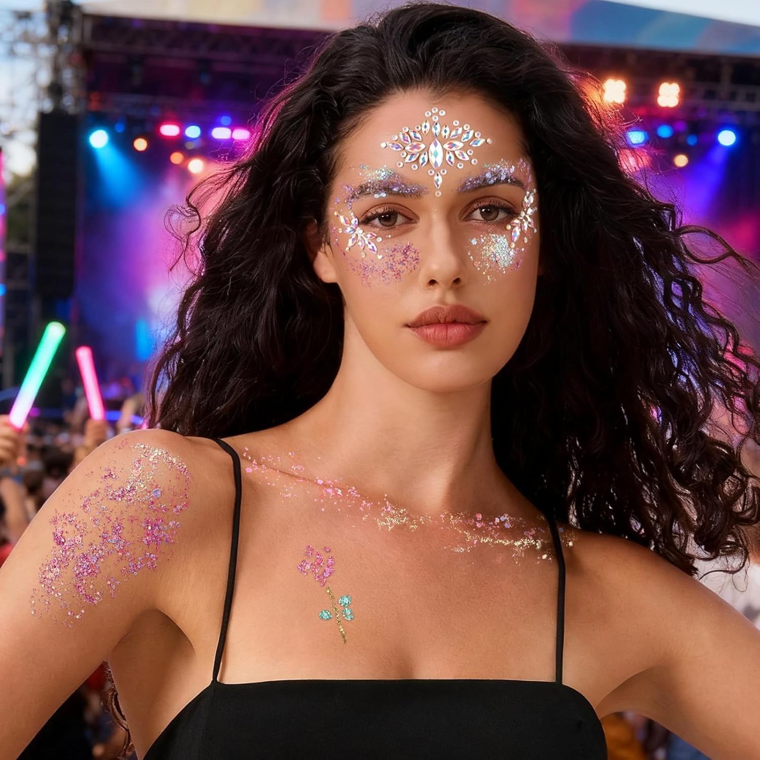 Glow in The Dark Face Glitter Hair Body Glitter Gel Face Jewels Stick On for …
