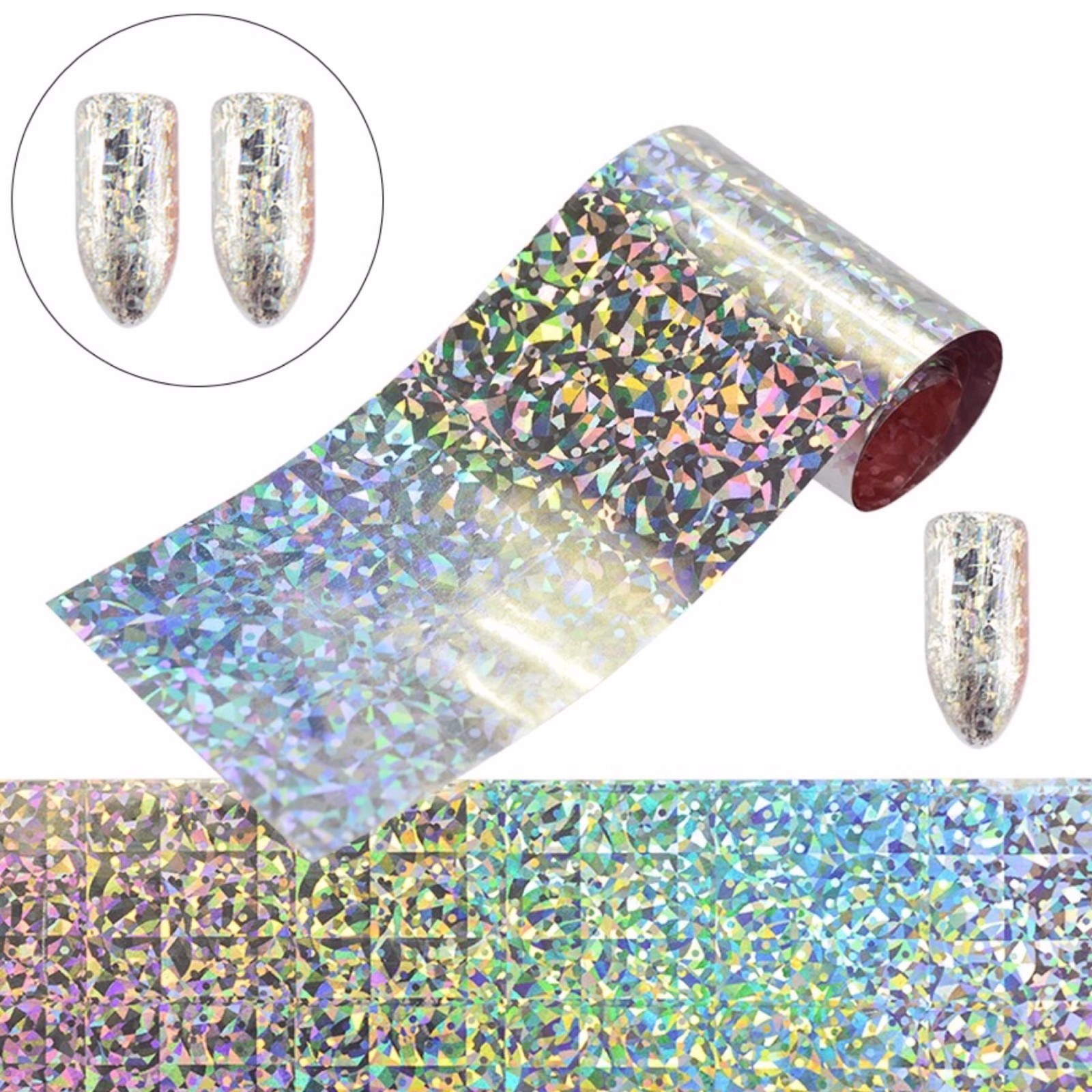 HOLOGRAPHIC Transfer Foils Starry NAIL LASER FOIL 9 Colours NAILS Stickers Paper