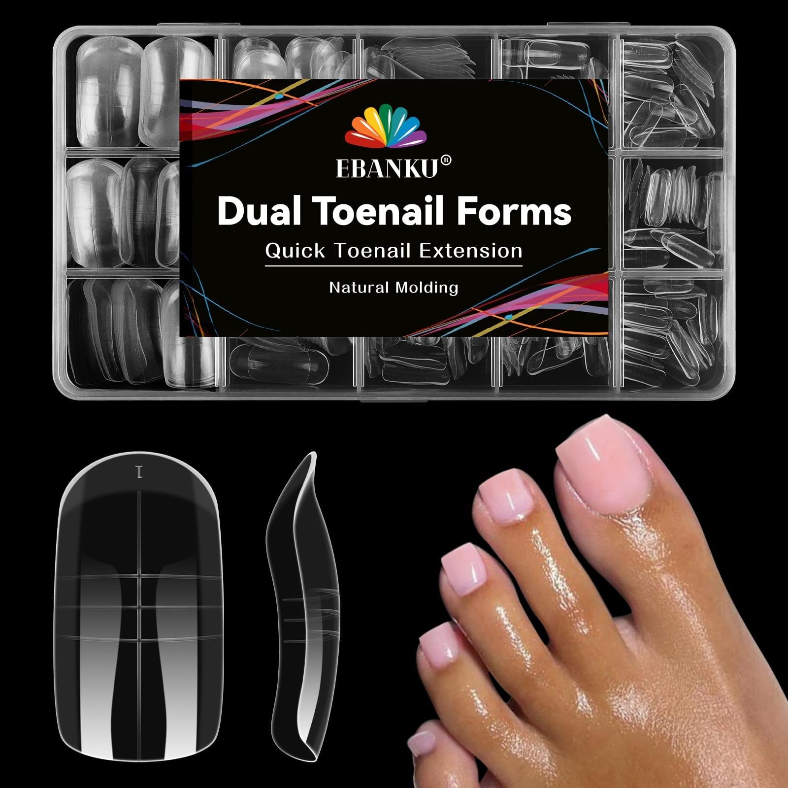 300 Pcs Toe Dual Nail Forms for Poly Gel Toenail Extension, Reusable Full Cov…