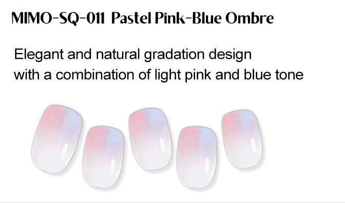 THE MIMO Press-On Nails Square – Pastel Pink & Blue Ombre, 24pcs Reusable Set