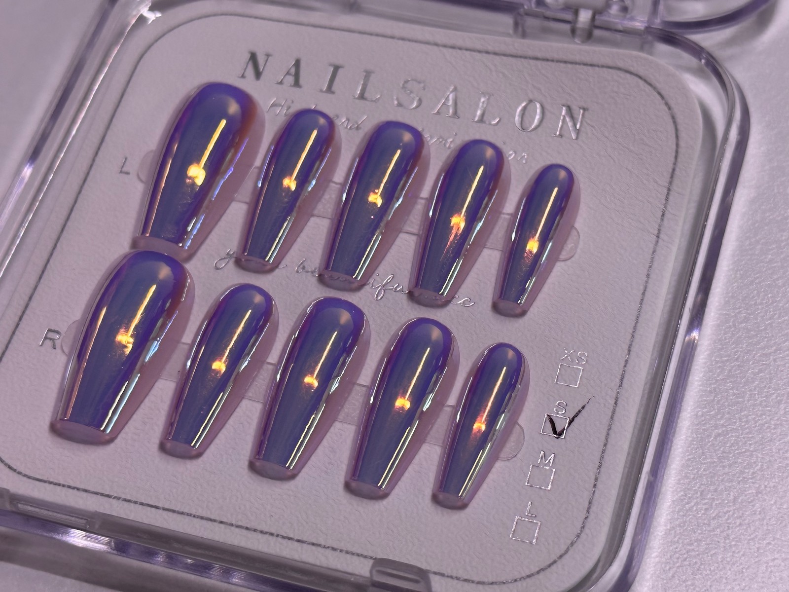 Press on Nails Medium Square Glossy Reusable Fake Nails Full Cover