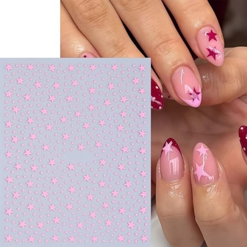 8 Pcs Star Nail Stickers 3D Self-Adhesive 3D Shiny Stars Glitters Nail star