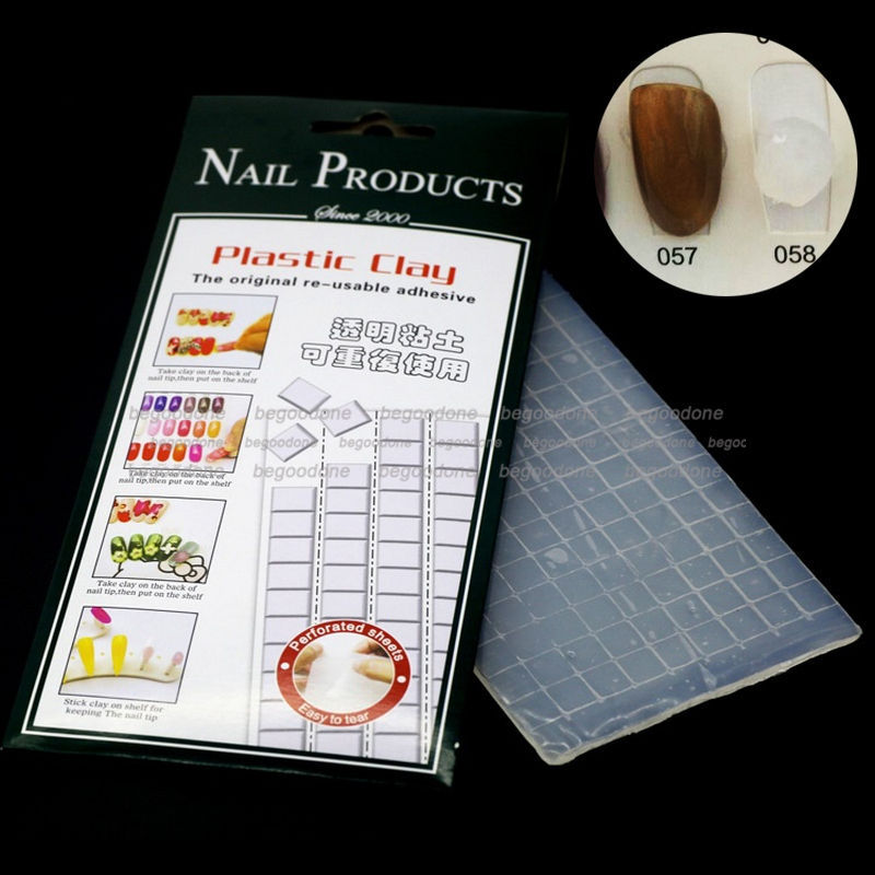 Reusable Adhesive Clay White Tack Strip Squares Plastic DIY Nail Tips Sticky