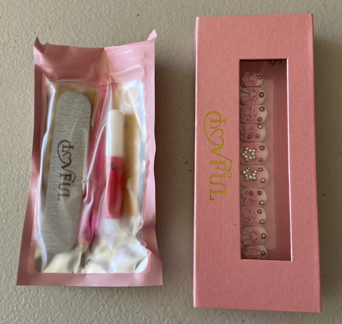 LovFul H141 Square Short Small Handmade Nails Pink *NEW*
