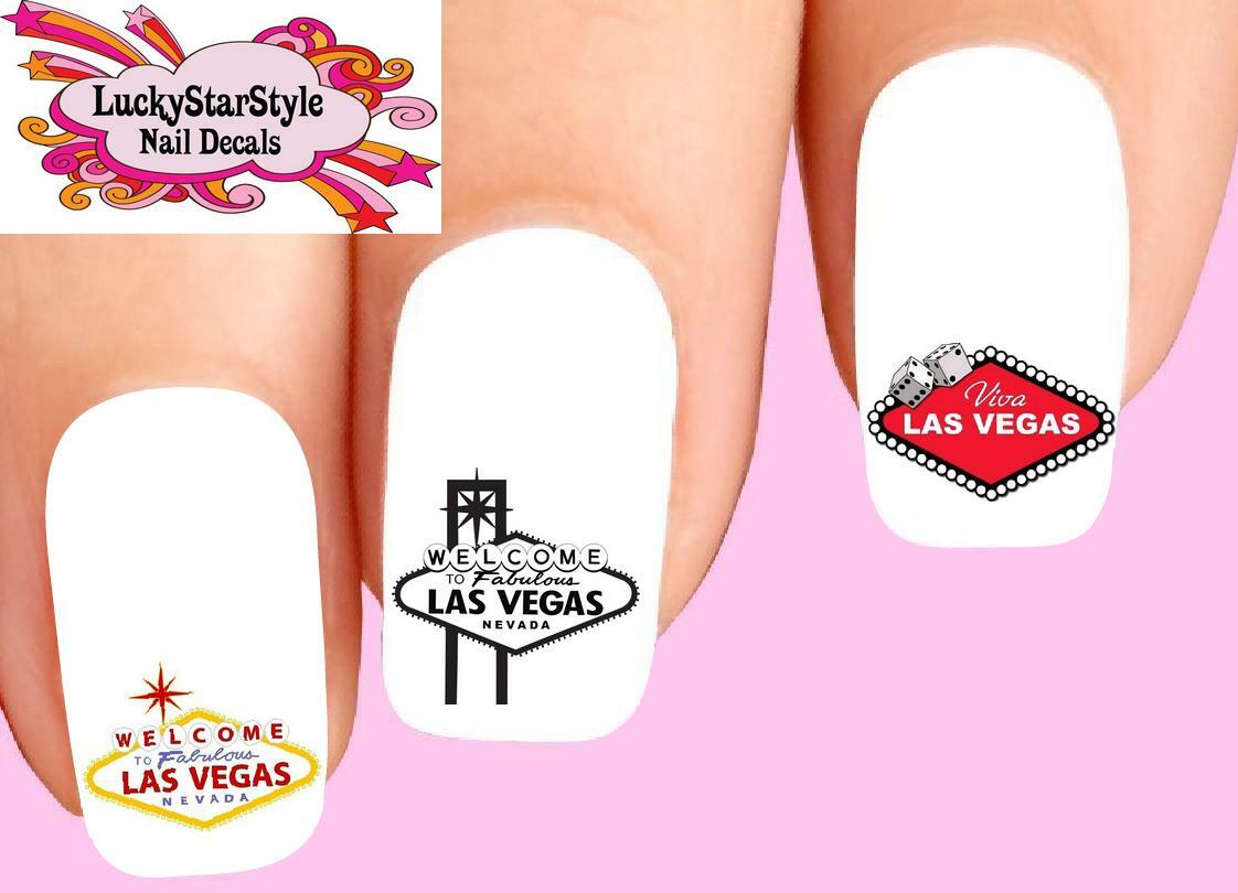Waterslide Nail Decals Set of 20 – Las Vegas Assorted