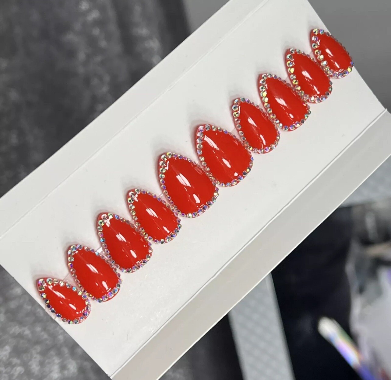 🔥CUSTOM Gel Press On False Nails, Snake Piercing, Short Stiletto, 10p W/ kit