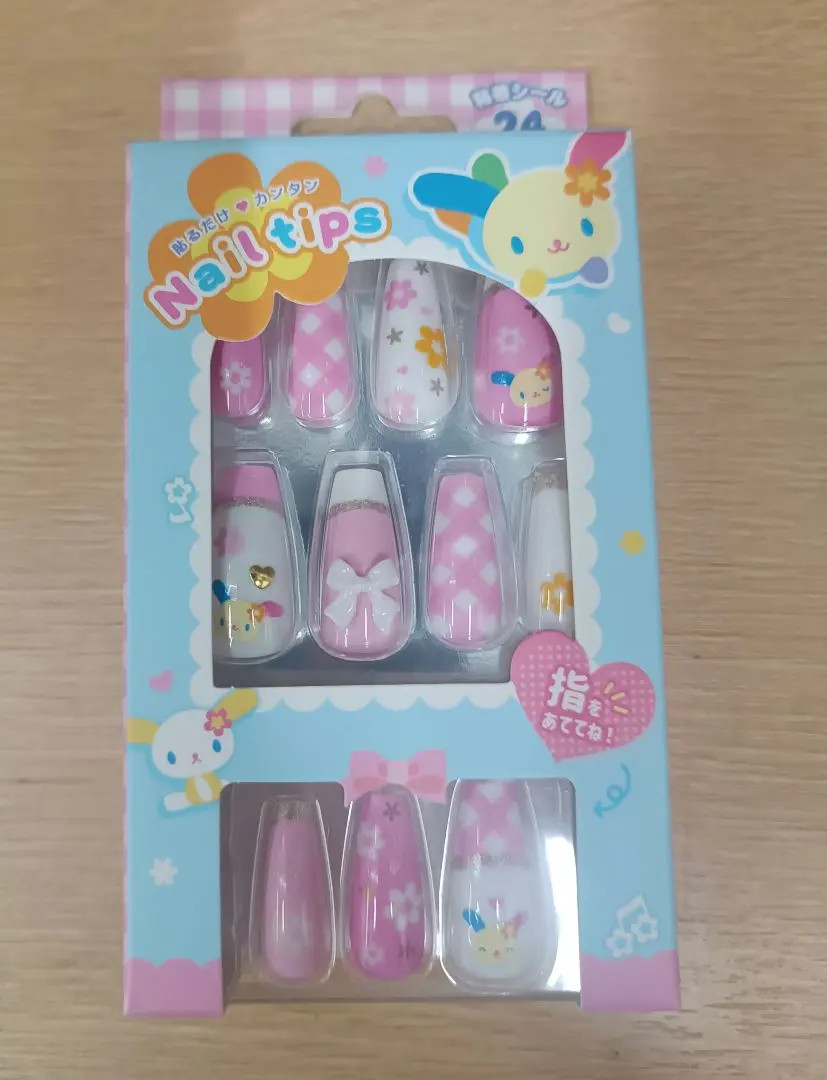 Usahana Nail Tips Set 24pcs Sanrio Japan Exclusive Kawaii Fake Nails Pink