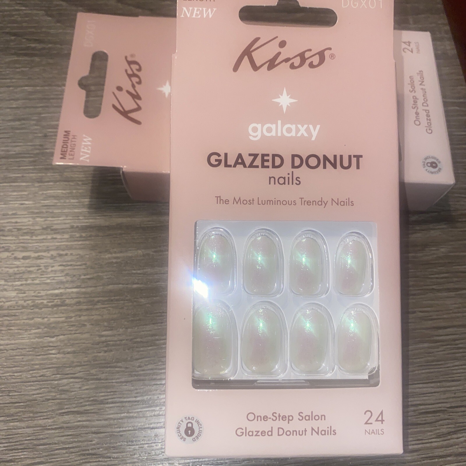 KISS Glazed Donut Glue-On, 24 Fake Nails, Medium Length, “Your Galaxy” DGX01