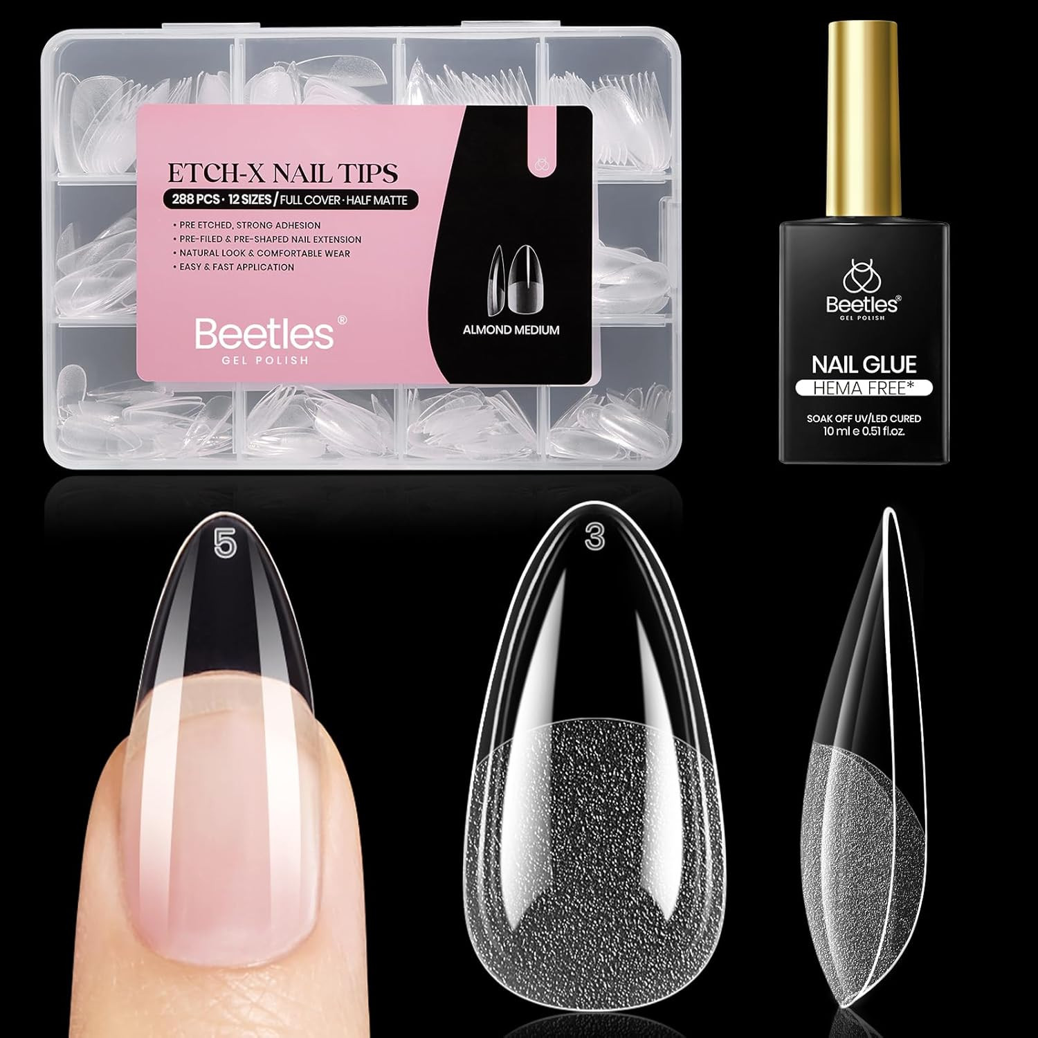 Beetles Nail Glue Gel Hands-Free, 20G Tipex Solid Nail Glue Gel for Acrylic Nail