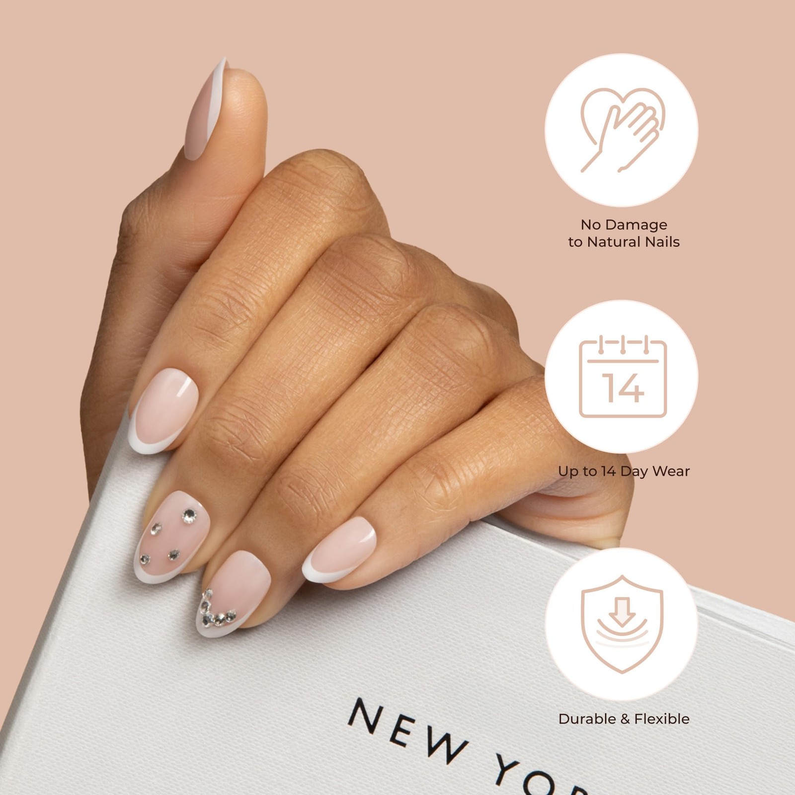 Kiss Premium Classy Nails 30 Count Pack Of 3 3D Jewel Accents Glam Nail Art