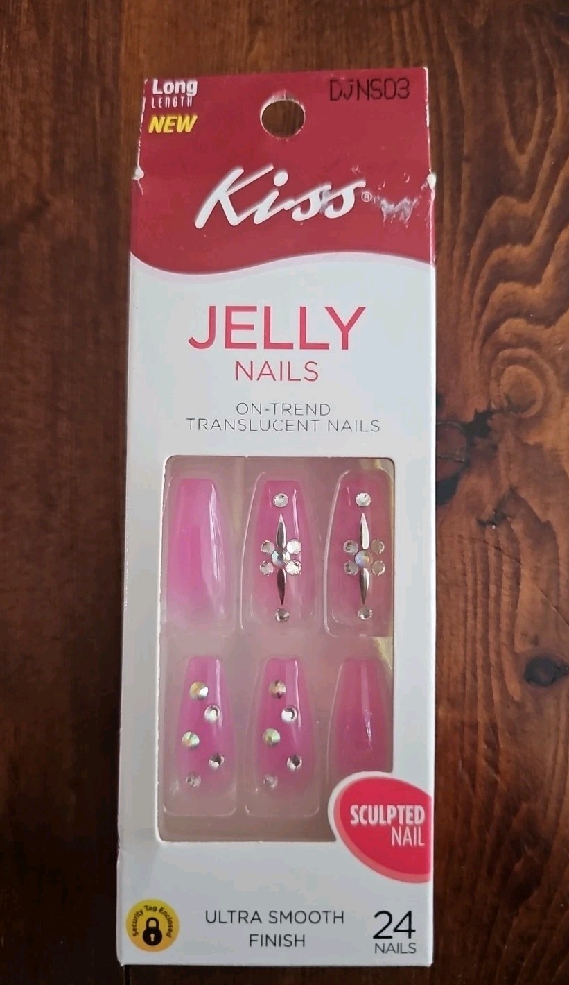 KISS Sculpted Translucent Nail, Long Length, Jelly U DJNS03