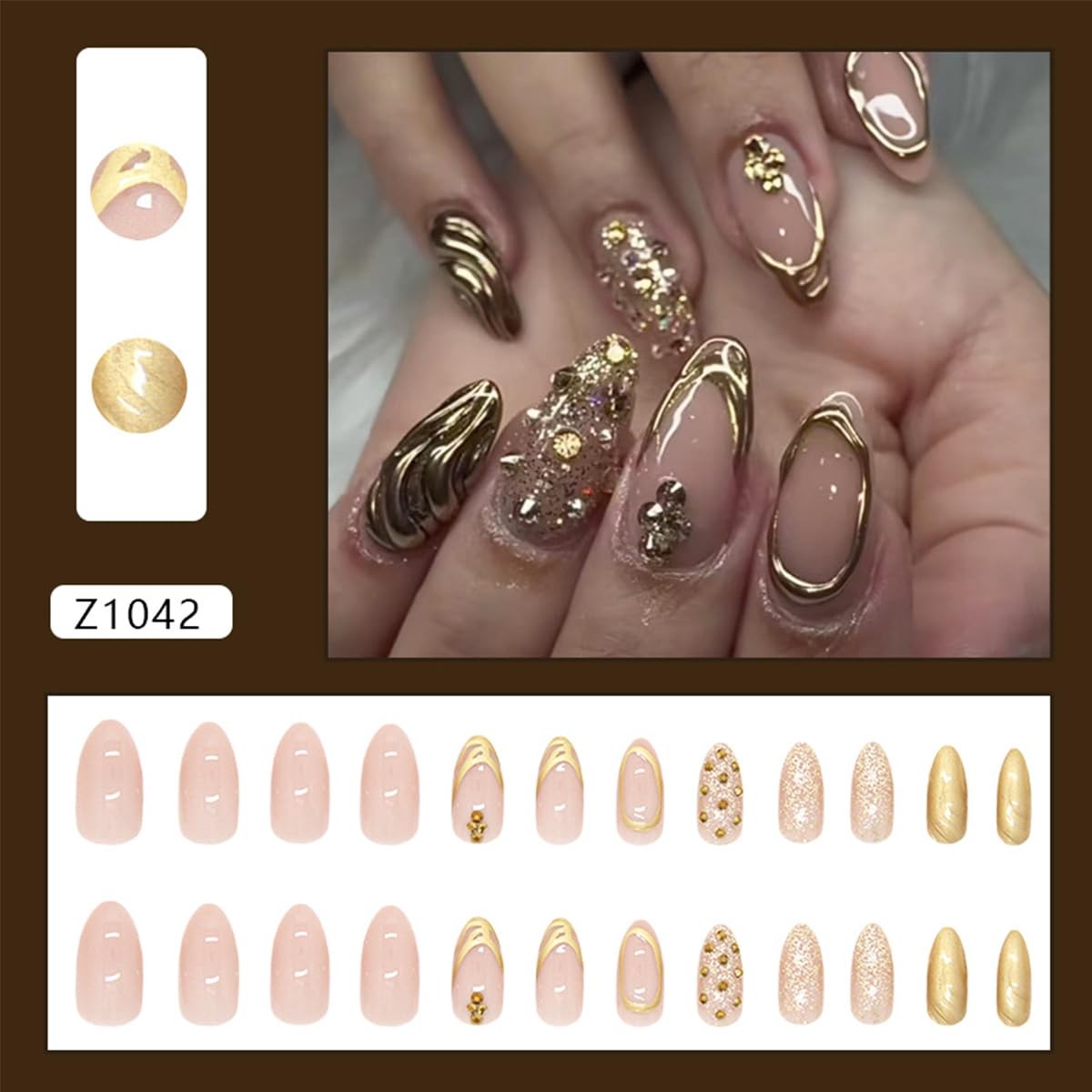 French Tip Press on Nails Short Almond Fake 1 Fl Oz (Pack of 1), Multicolor