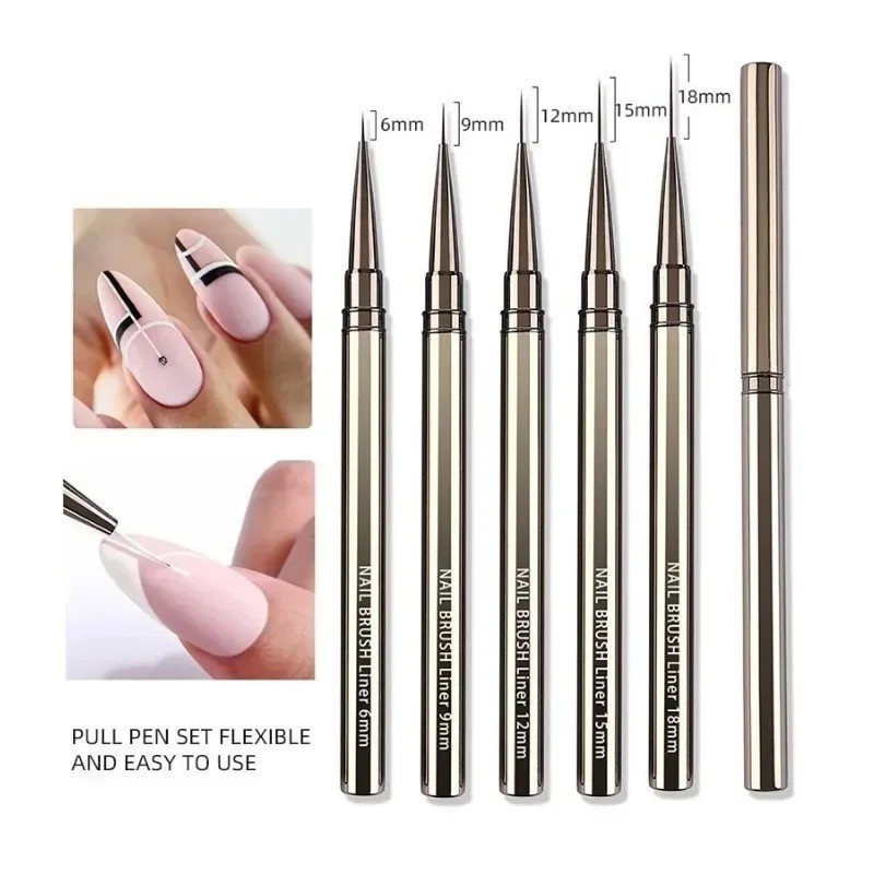 5pcs Nail Art Liners Striping Brushes Fine Line Drawing Detail Painting Blending