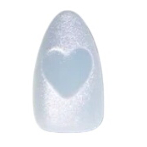 Glamnetic Press-On Nails Short Almond Light Blue Cat Eye Heart Velvet 30 Count