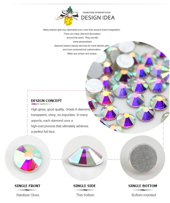 2025 Top quality SS3-SS50 Clear Crystal White 3D Nail Art Decoration rhinestones