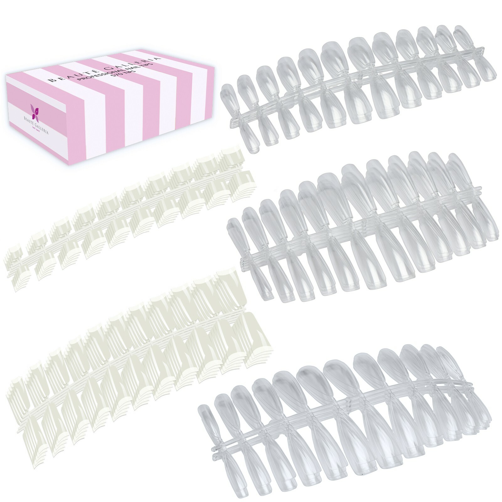 570pcs Nail Tips Fake Press On False Nails Coffin Ballerina Stiletto French Flat