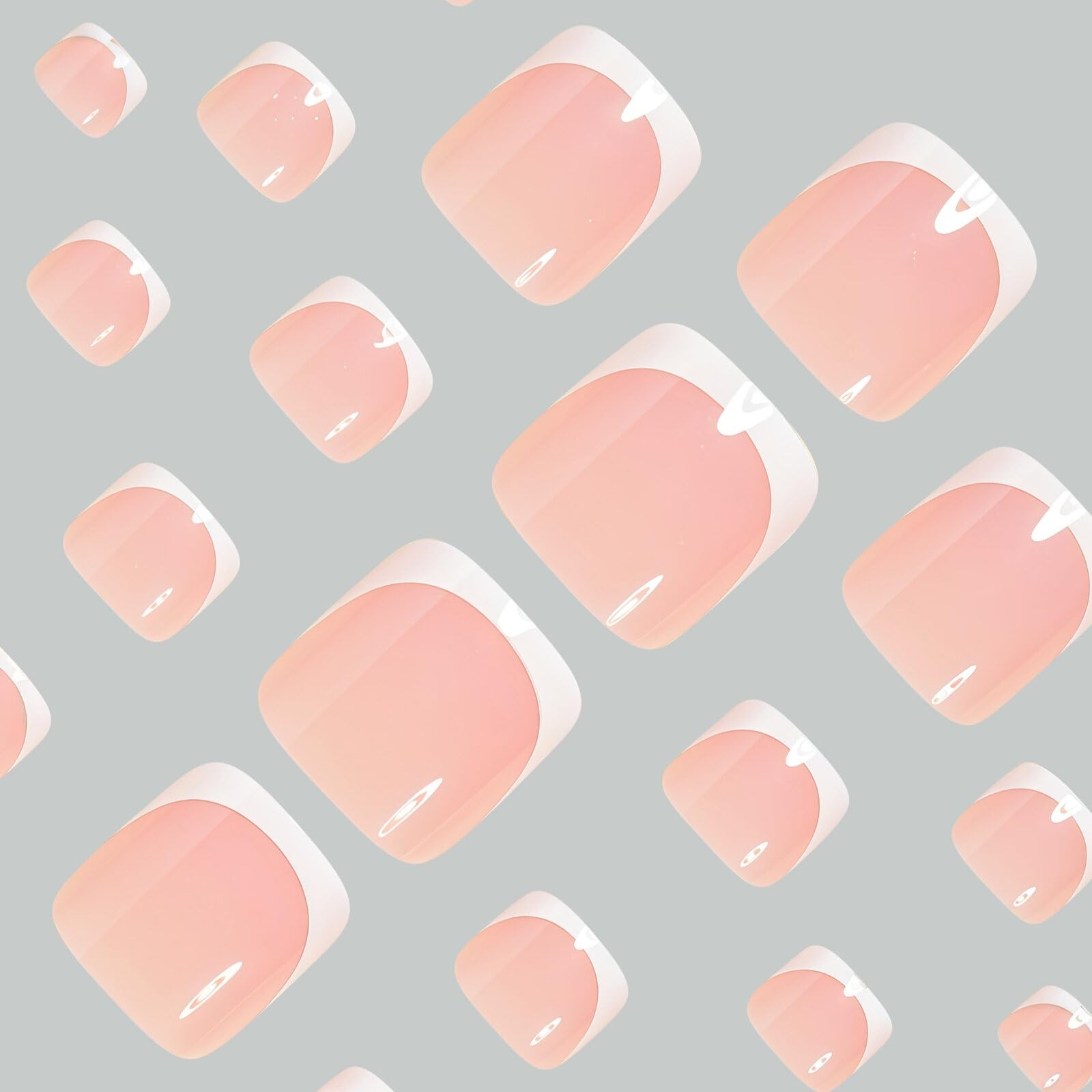 Generic Toenails Nude White French Tip 24 Pcs