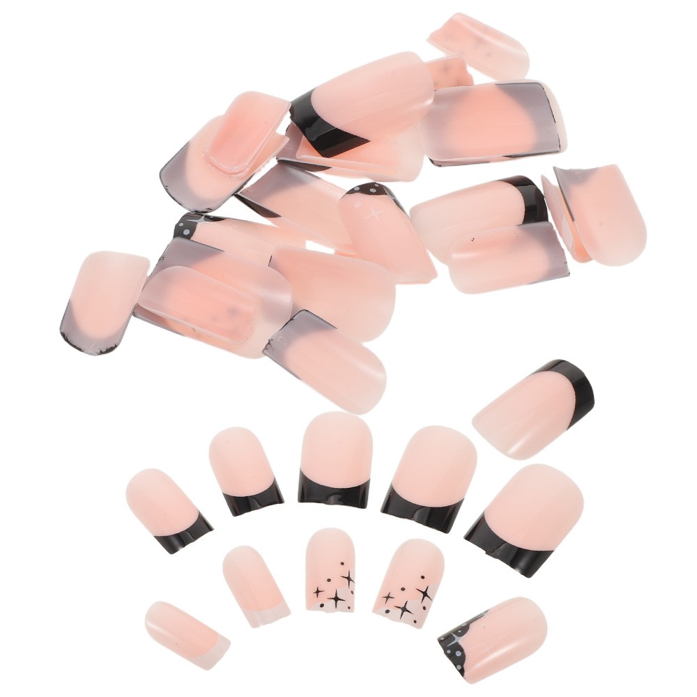French Tip Press on Nails Set with Assorted Colors and Star Charm Accents
