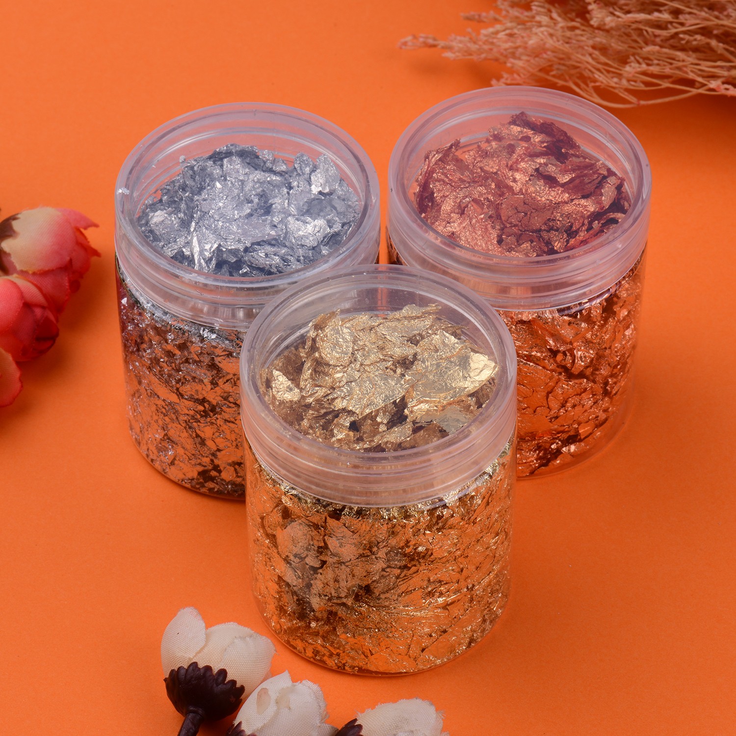5g Per Color Imitation Gold Foil Flakes 3 Bottles Metallic Foil Flakes For CZDY