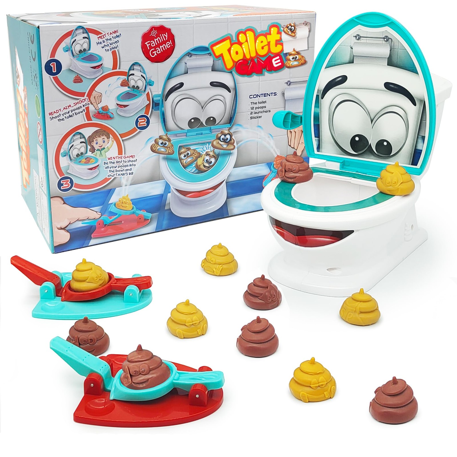 Anemeeoke Poop Family Game – Funny Shooting – Fast and Medium, White