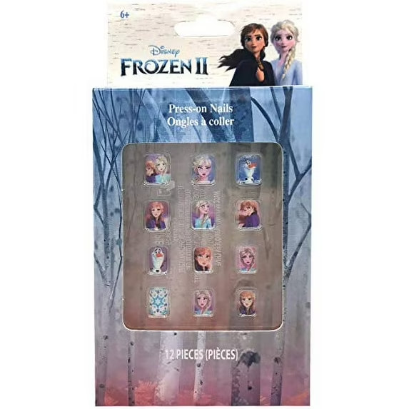 3XFrozen II Princess Disney Nails Girls Press On Fake Ready Wear 12 Pc Nail Kids
