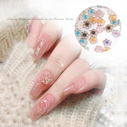 56 Pcs Flower Nail Charms Clear Colorful Crystal Nail Charms for Nails 3D