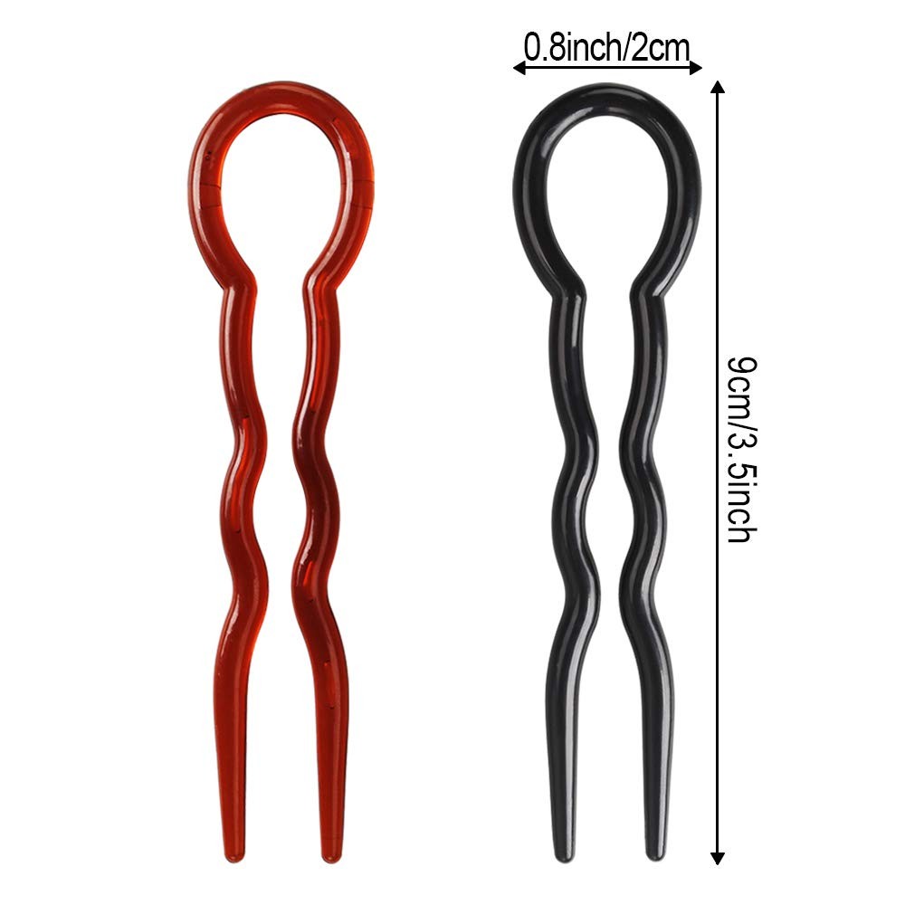 40 Pcs Plastic U Shaped Hair Pins Grip Fast Spiral Braid Brown