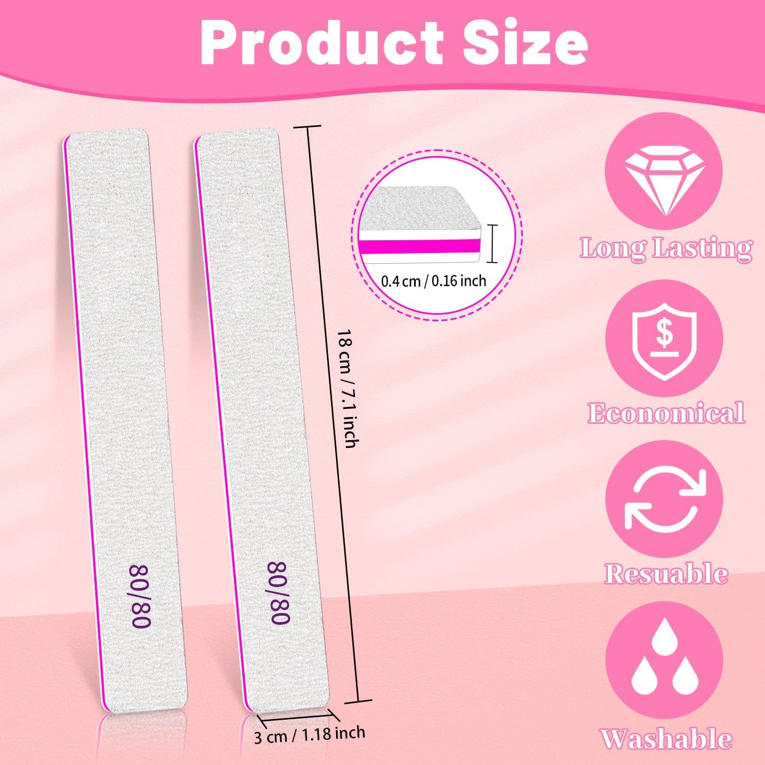 Nail Files 80 Grit, 80/80 Grit Nail Files, Jumbo Nail Files for