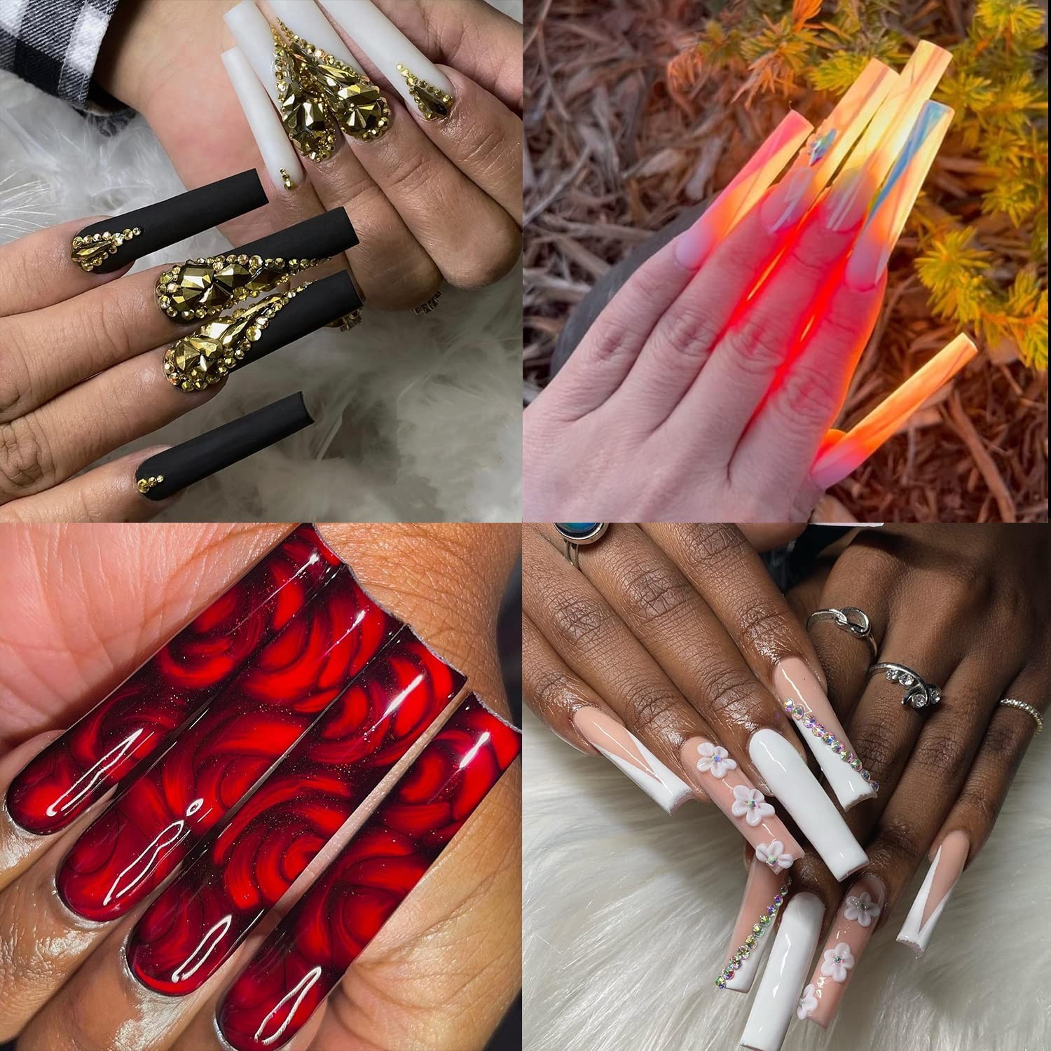 Nail Tips Square XXL Tips 120 PCS No C Curve Gel Tips Extra Long Square Straight