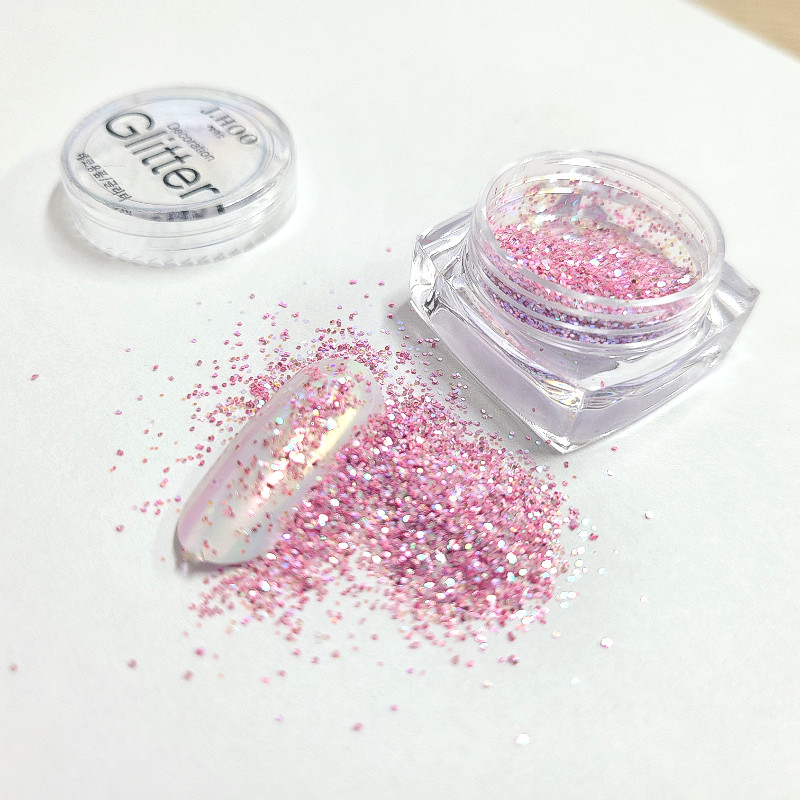J.HOO Two Tone Hexagon Nail Glitter 0.4mm Ultra Fine Aurora 4 Colors