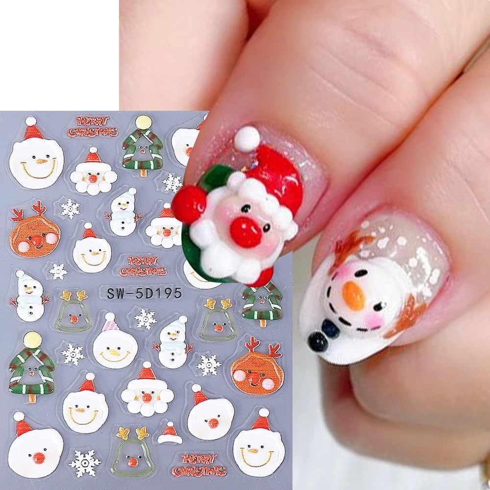 Christmas Nail Stickers, 5D Embossed Gold Snowflake Nail Decals Snowflake Bel…