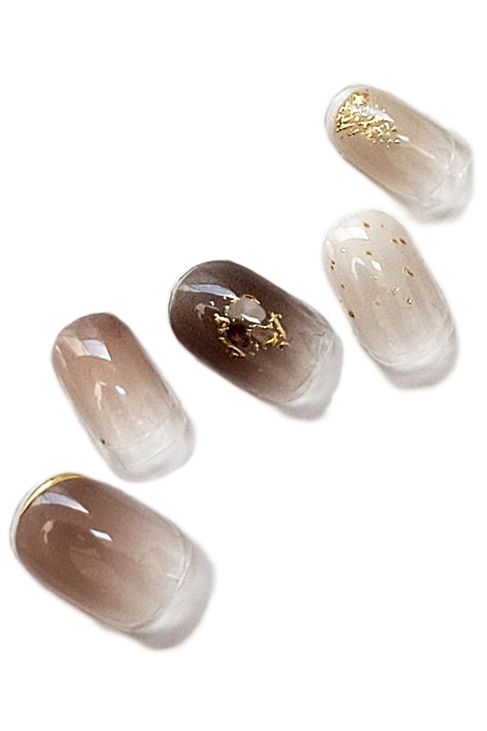 Nail Stickers Cafe Mocha Nuance & Mirror Gel-Style 20pcs Japan