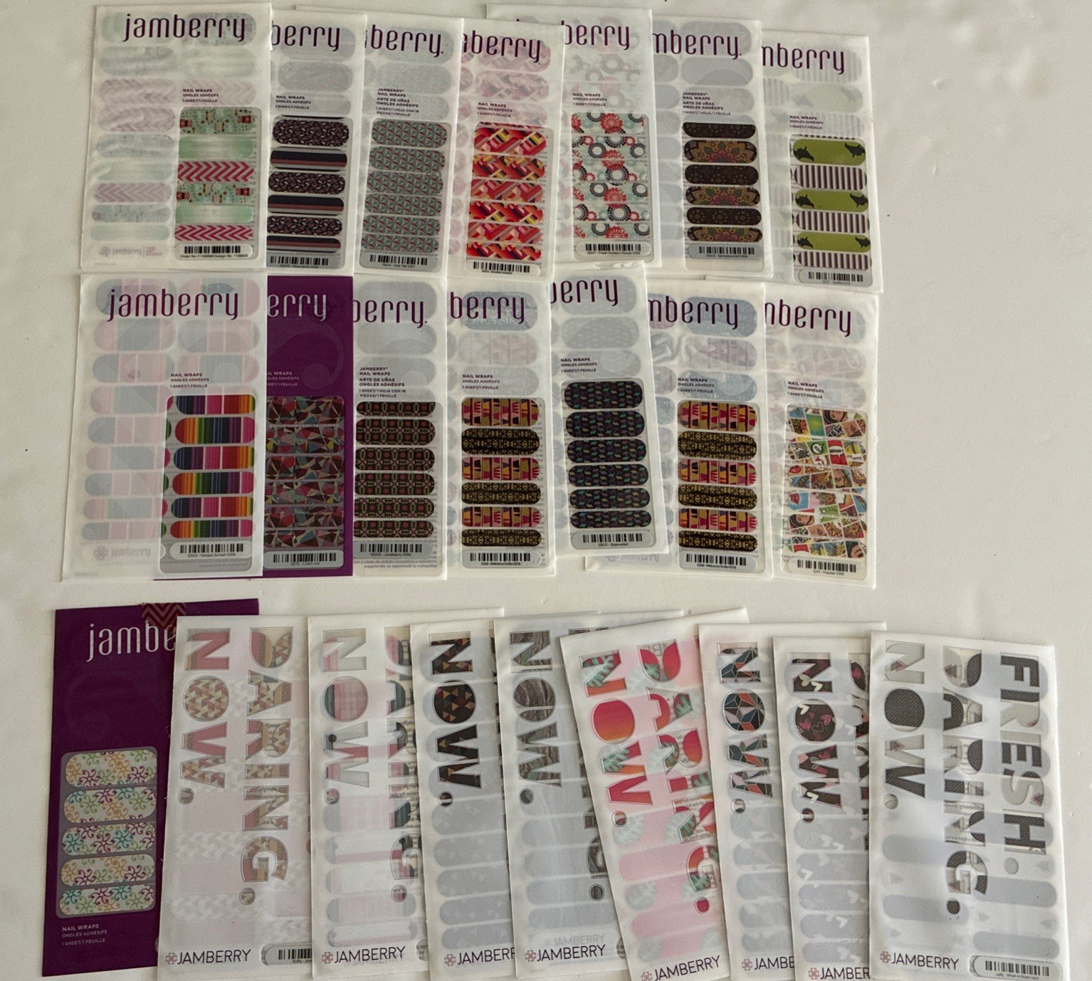 NEW Grab Bag Assorted Mix Multicolor Jamberry Lot Of 23 Full Sheets Nail Wraps