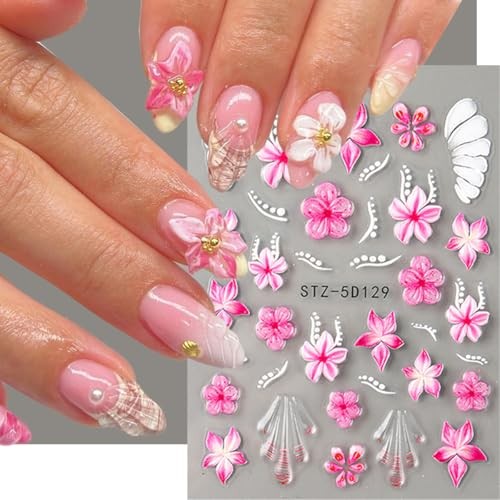 Flower Nail Stickers 3D Self Adhesive Nail Art Stickers Flower Nail Stickers-14