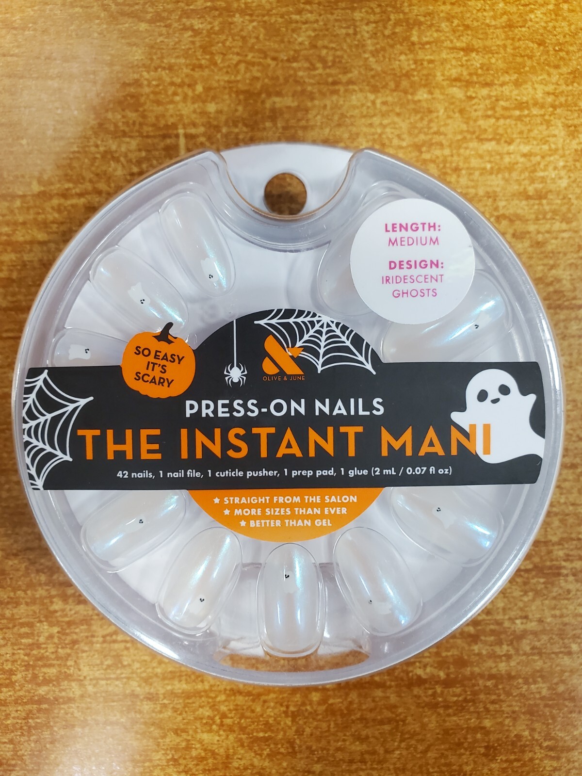 4 Pk: Olive & June The Instant Mani Nails Medium Iridescent Ghosts (9534) R9P6b