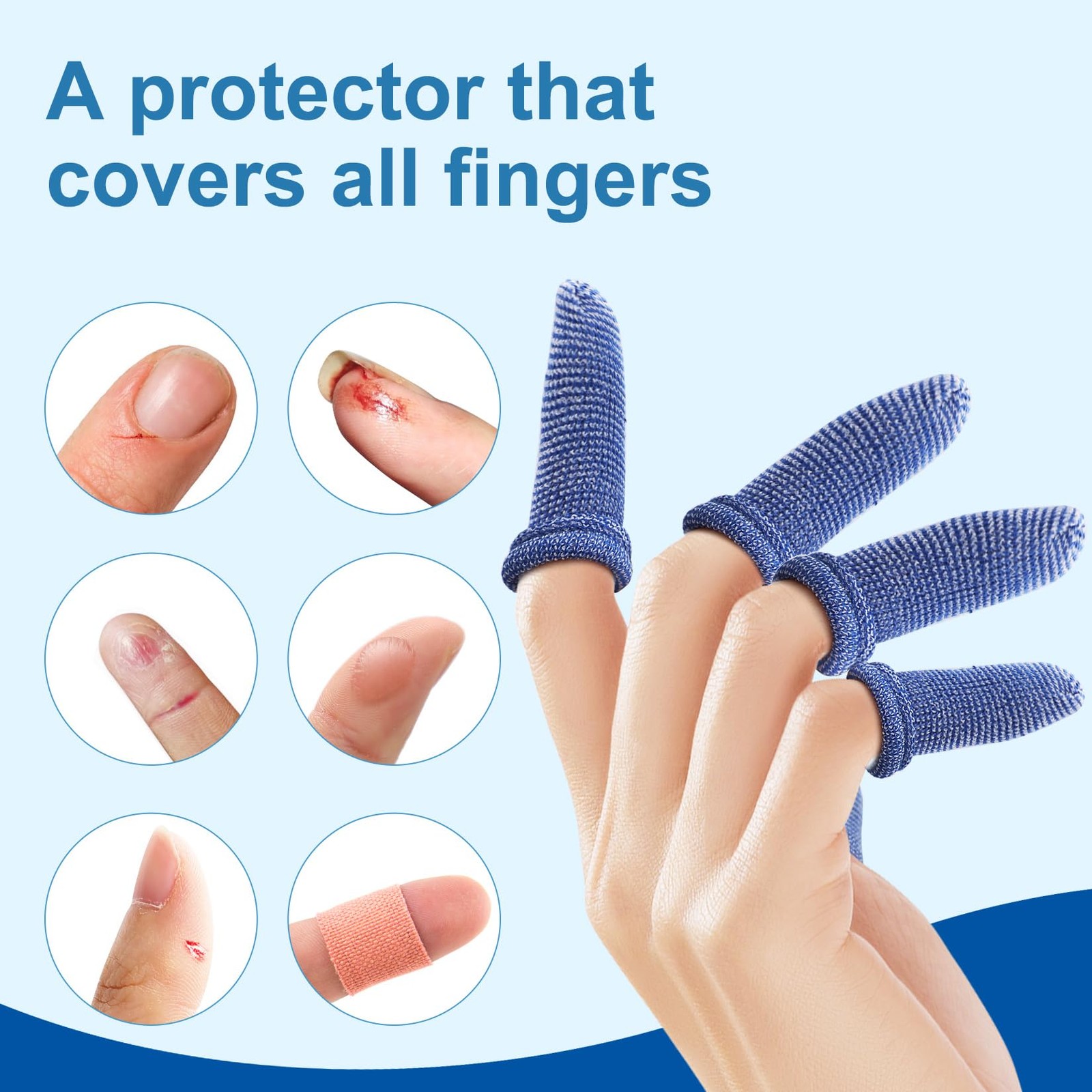 Finger Cots for Wound Care Gardening Fitness Medium Size Pack of 60 Blue