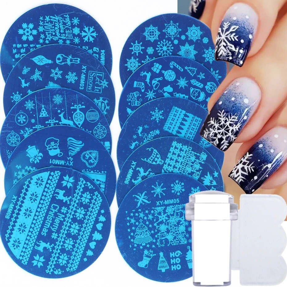 2 X Nail Art Silicone Stamper Clear Jelly Head+ Scraper Transparent & Free Plate