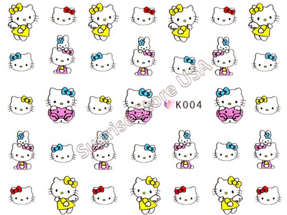 3D Nail Art Sticker Cute Hello Kitty Cat Cartoon Decals Manicure Peel & Stick