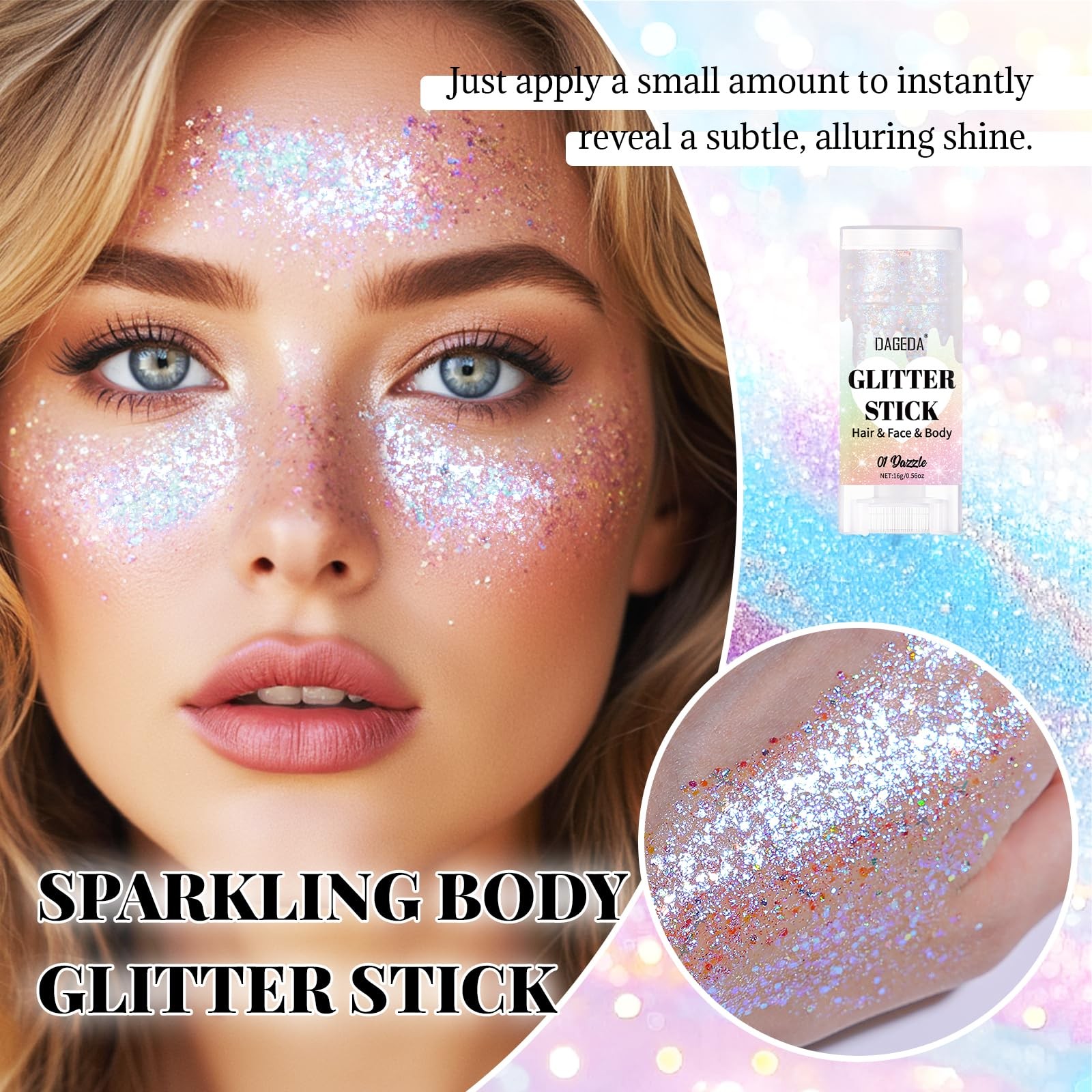 DAGEDA Dazzle Body Glitter Stick,Sparkly Face 0.56 Ounce,