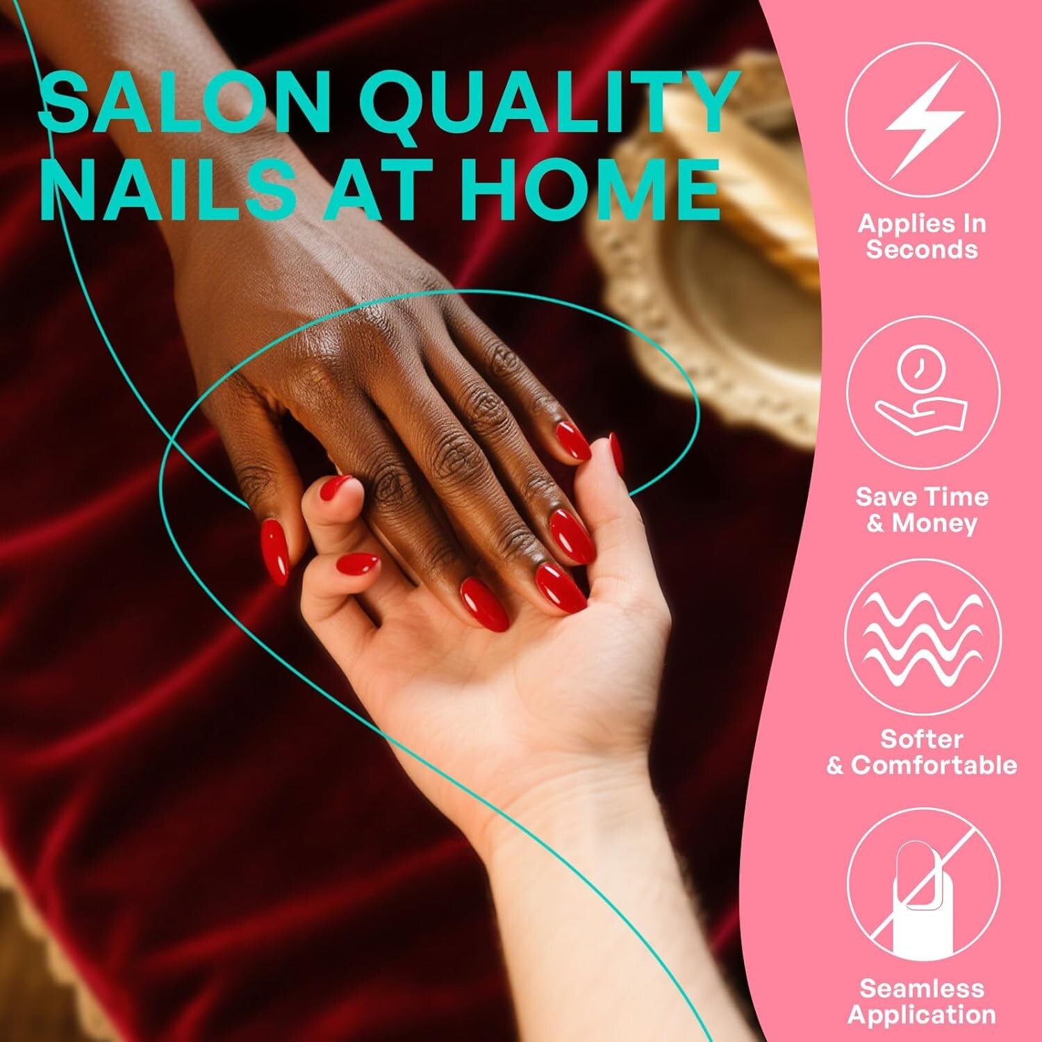 Short Press on Nails Dark Red – GJZEZ Soft Gel Round Glue on Fake Nails, Natural