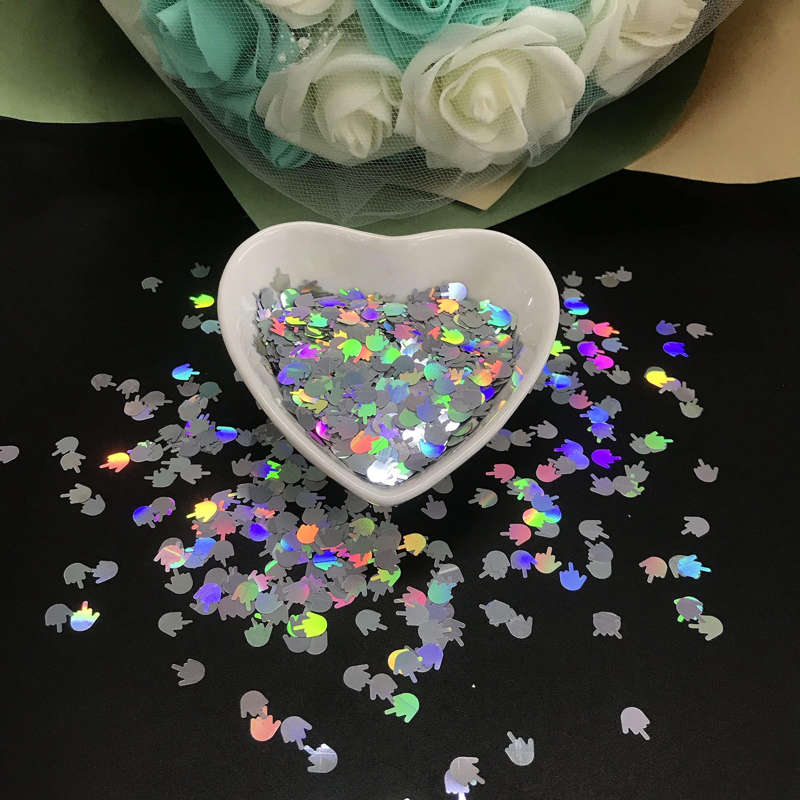 10 Grams/Pack – Sliver Middle Finger Gestures Glitter – Festival Rave Beauty …