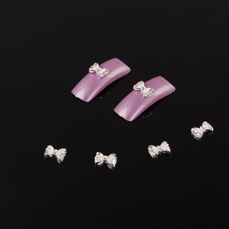 10PCS 3D Nail Decor Crystal Jewelry Bow Rhinestone Charms for DIY Manicure