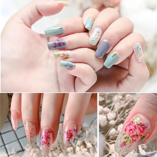 10 Rolls Flower Nail Foil Holographic Nail Art Foil Nail Transfer Foil Paper