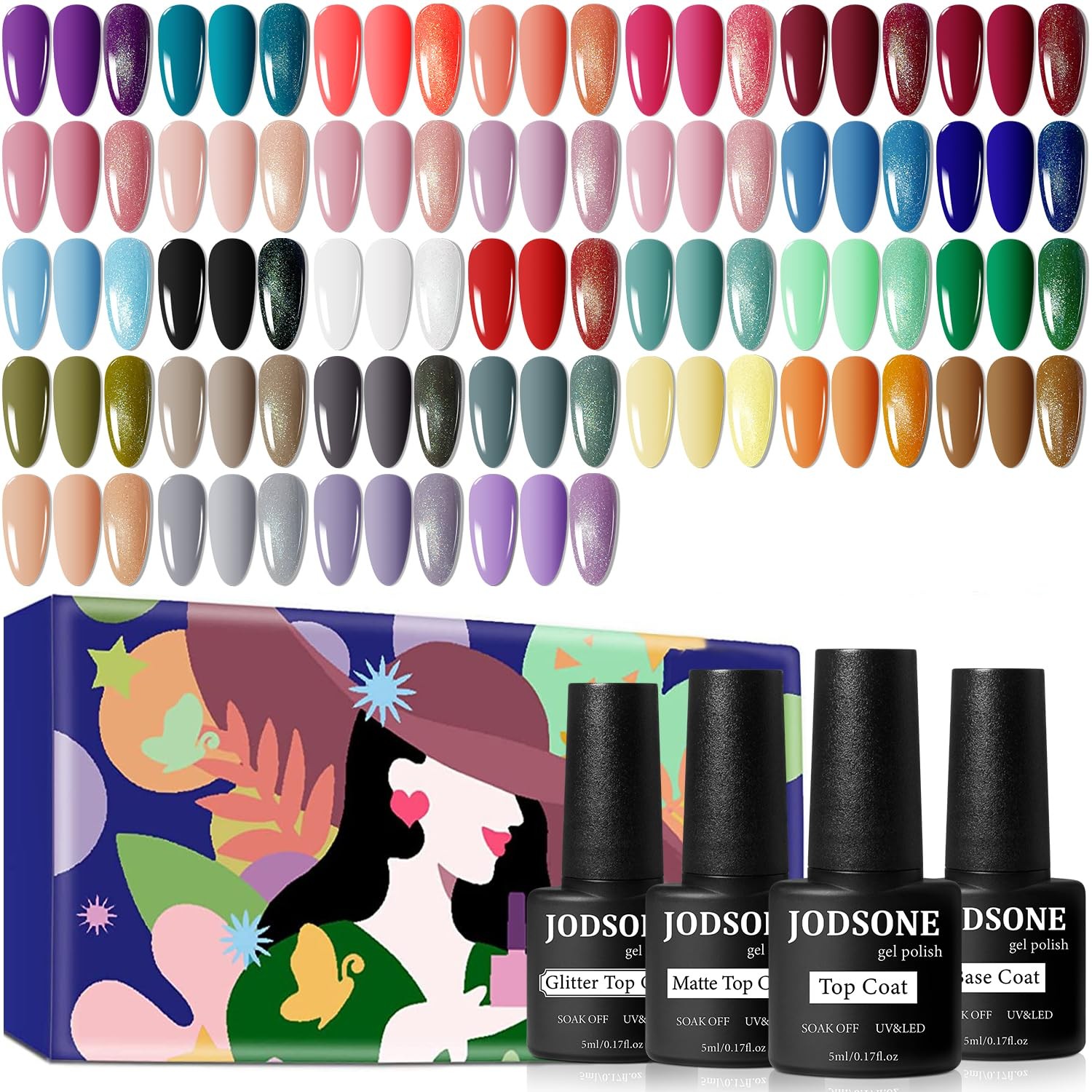 JODSONE 36 PCS Gel Nail Polish Set-32 0.17 Fl Oz (Pack of 36), Multicolor