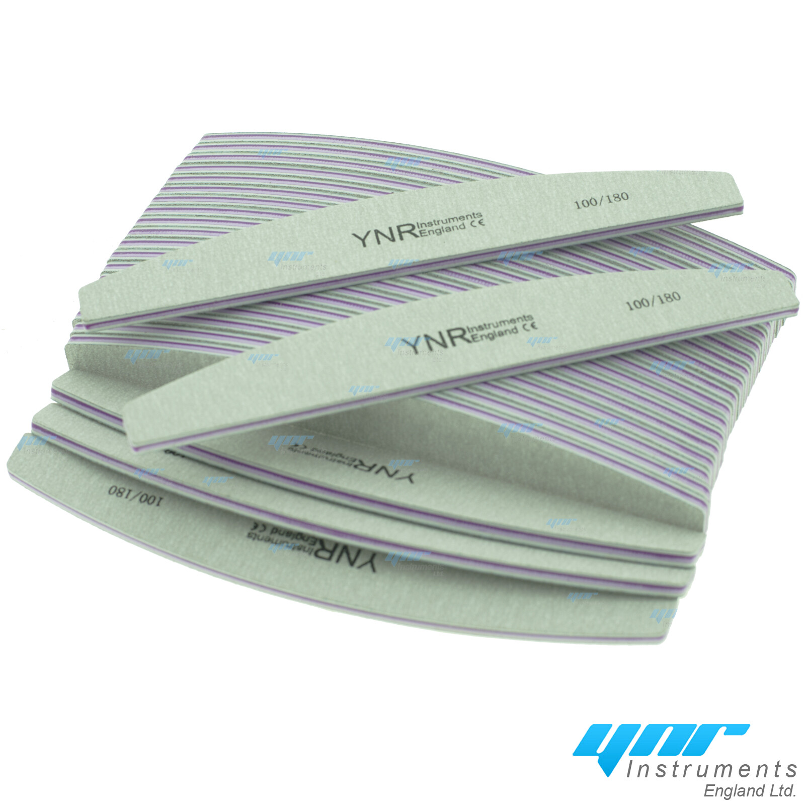 Emery Boards 100/180 – 180/240 Grit Nail Files Acrylics UV Gel Half Moon Curved