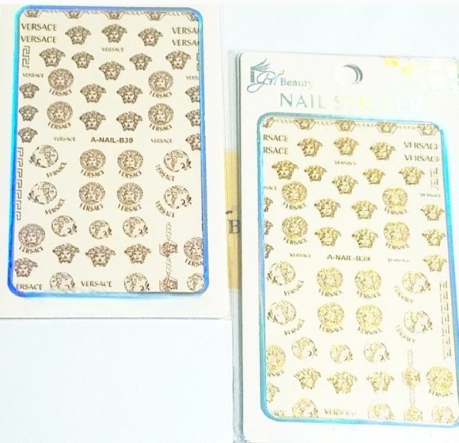 NWT NAIL ART DESIGN SELF-SEAL STICKERS SOLID METALLIC GOLD N°129!