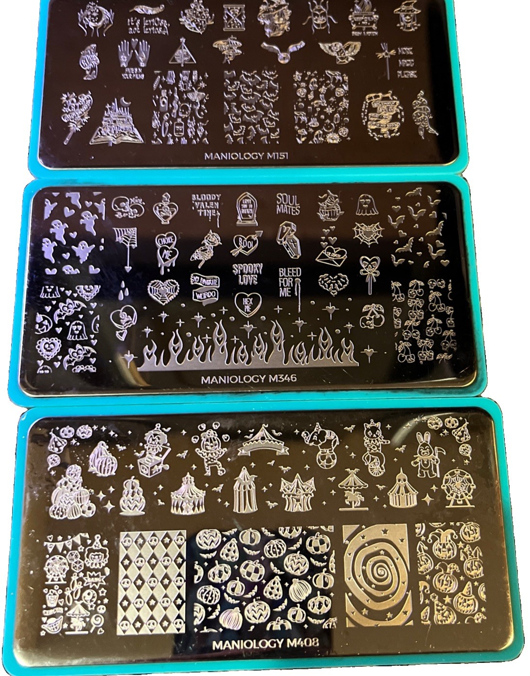Maniology Nail Stamping Plates- Halloween Lot 4 M346, M408, M151