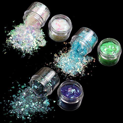 12 Color Mermaid Nail Chunky Glitter Ultra Thin Fluorescent Glass Paper Flakes