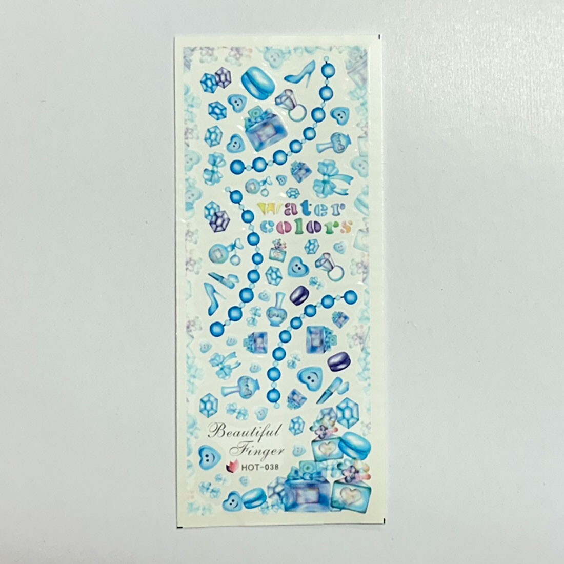 Water color Blue Nail point sticker water decal perfume heart beauty lovely wome