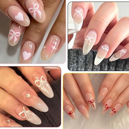 Bow Nail Art Stickers – Valentines Day Pink Heart Bow Self-Adhesive Bow&Heart